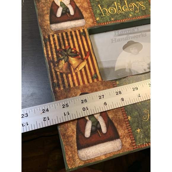 Happy Holidays Santa Photo Frame 8x8" Holds 4x6"Picture Country Farm Christmas - Picture 10 of 10